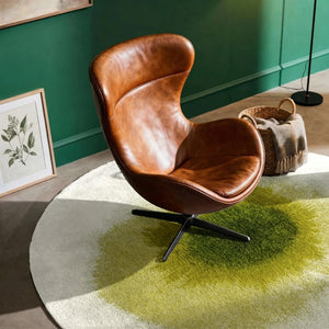 Louis de Poortere Meditation Collection Drop Low Pile Area Rug with Bold Artistic Motif for Modern Interiors Green Pepper 6'7 x 9'2 120231