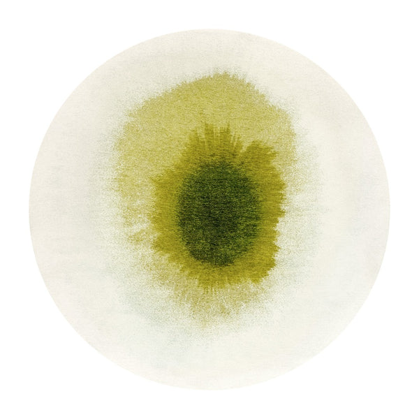 Louis de Poortere Meditation Collection Drop Low Pile Area Rug with Bold Artistic Motif for Modern Interiors Green Pepper 7'10 x 7'10 120237