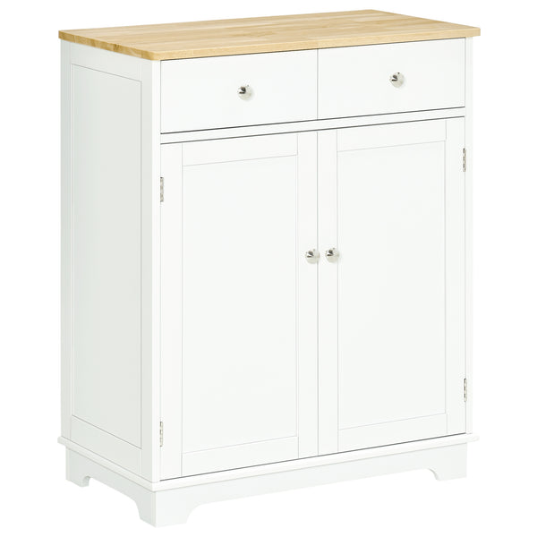 English Elm HOMCOM White Sideboard Buffet Cabinet with 2 Drawers & Adjustable Shelf, Sturdy MDF Credenza for Kitchen W2225P173905