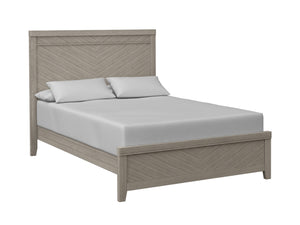 English Elm Queen Panel Bed with Elegant Transitional Design, Solid Wood & MDF Construction, Timeless Centerpiece Appeal Light Gray 84.5 L x 7.5 W x 3.5 H B2699S00052