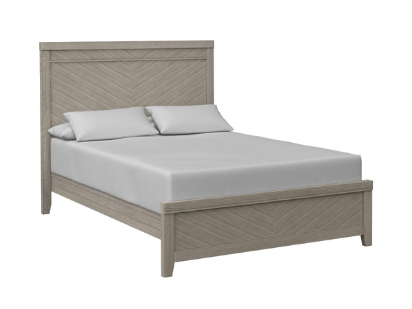 English Elm Queen Panel Bed with Elegant Transitional Design, Solid Wood & MDF Construction, Timeless Centerpiece Appeal Light Gray 84.5 L x 7.5 W x 3.5 H B2699S00052