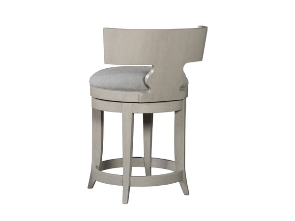 Lexington Artistica Home Fuente Swivel Stool - Elegant Curved Back, Soft Upholstered Seat, And Modern Stainless Steel Finish Light Gray Wood 2106-895-01