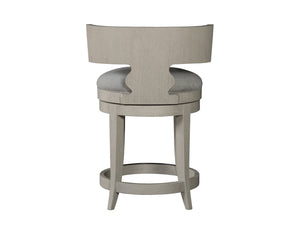 Lexington Artistica Home Fuente Swivel Stool - Elegant Curved Back, Soft Upholstered Seat, And Modern Stainless Steel Finish Light Gray Wood 2106-895-01