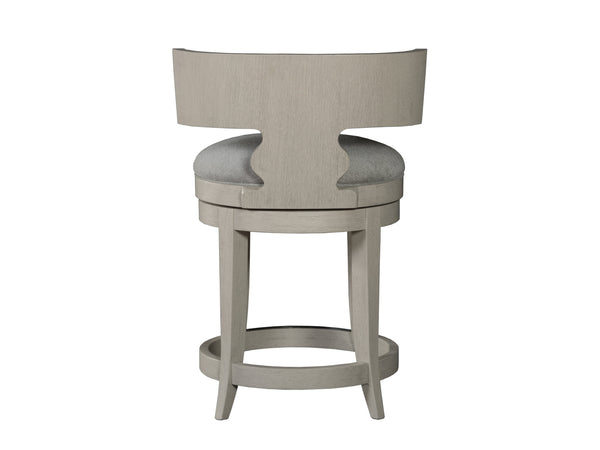 Lexington Artistica Home Fuente Swivel Stool - Elegant Curved Back, Soft Upholstered Seat, And Modern Stainless Steel Finish Light Gray Wood 2106-895-01