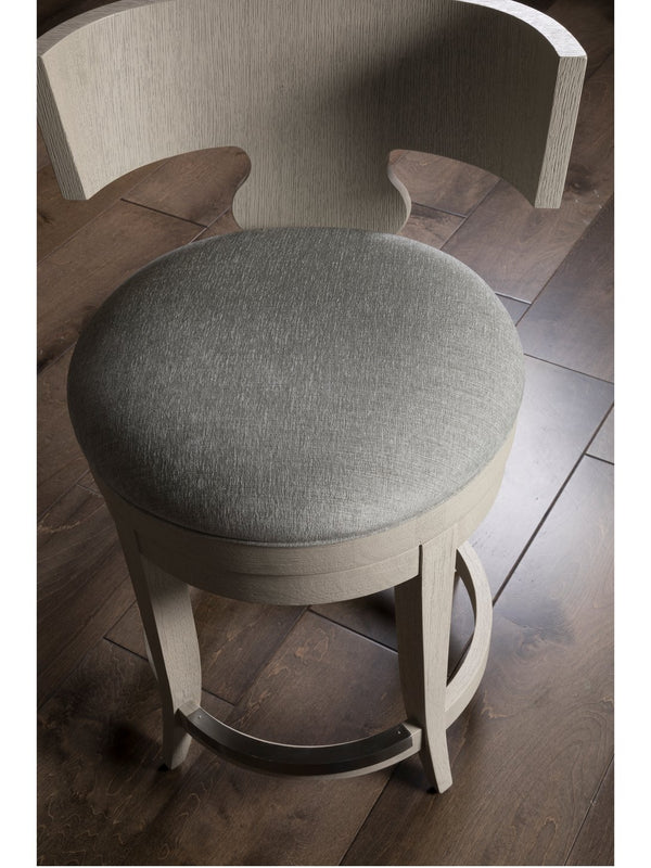 Lexington Artistica Home Fuente Swivel Stool - Elegant Curved Back, Soft Upholstered Seat, And Modern Stainless Steel Finish Light Gray Wood 2106-895-01