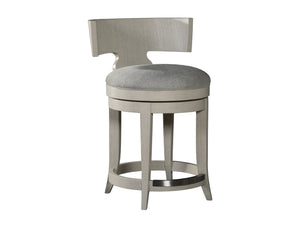 Lexington Artistica Home Fuente Swivel Stool - Elegant Curved Back, Soft Upholstered Seat, And Modern Stainless Steel Finish Light Gray Wood 2106-895-01