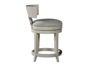 Lexington Artistica Home Fuente Swivel Stool - Elegant Curved Back, Soft Upholstered Seat, And Modern Stainless Steel Finish Light Gray Wood 2106-895-01