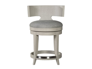 Lexington Artistica Home Fuente Swivel Stool - Elegant Curved Back, Soft Upholstered Seat, And Modern Stainless Steel Finish Light Gray Wood 2106-895-01