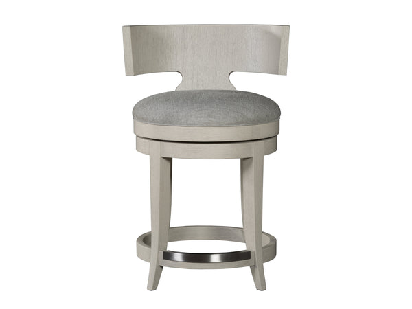 Lexington Artistica Home Fuente Swivel Stool - Elegant Curved Back, Soft Upholstered Seat, And Modern Stainless Steel Finish Light Gray Wood 2106-895-01