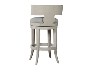 Lexington Artistica Home Fuente Swivel Stool - Elegant Curved Back, Soft Upholstered Seat, And Modern Stainless Steel Finish Light Gray Wood 2106-896-01