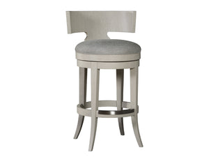 Lexington Artistica Home Fuente Swivel Stool - Elegant Curved Back, Soft Upholstered Seat, And Modern Stainless Steel Finish Light Gray Wood 2106-896-01