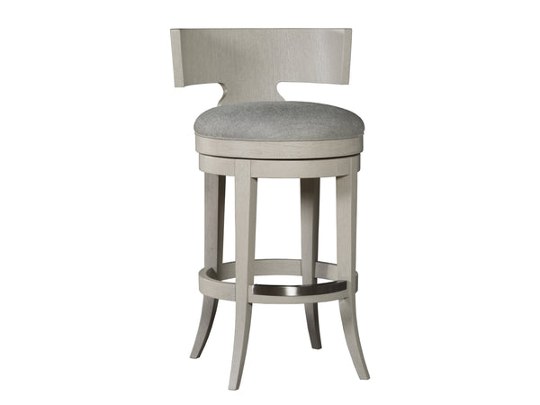 Lexington Artistica Home Fuente Swivel Stool - Elegant Curved Back, Soft Upholstered Seat, And Modern Stainless Steel Finish Light Gray Wood 2106-896-01