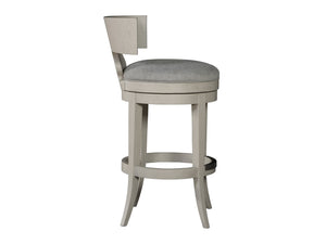 Lexington Artistica Home Fuente Swivel Stool - Elegant Curved Back, Soft Upholstered Seat, And Modern Stainless Steel Finish Light Gray Wood 2106-896-01