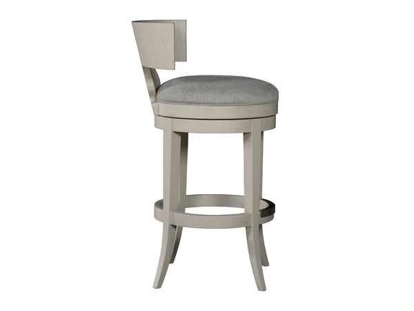 Lexington Artistica Home Fuente Swivel Stool - Elegant Curved Back, Soft Upholstered Seat, And Modern Stainless Steel Finish Light Gray Wood 2106-896-01