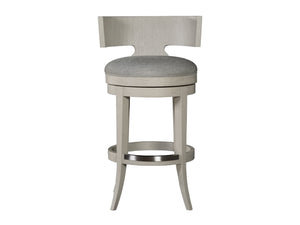 Lexington Artistica Home Fuente Swivel Stool - Elegant Curved Back, Soft Upholstered Seat, And Modern Stainless Steel Finish Light Gray Wood 2106-896-01