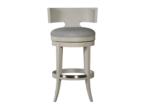 Lexington Artistica Home Fuente Swivel Stool - Elegant Curved Back, Soft Upholstered Seat, And Modern Stainless Steel Finish Light Gray Wood 2106-896-01