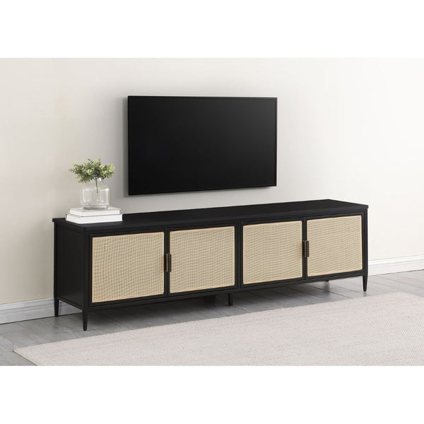 English Elm Kenneth Wide Rattan Front Metal Media Console for Large Living Room Tvs B062P440087