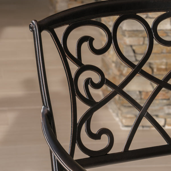 English Elm Christopher Knight Home® - WATERBURY Paris Copper Cast Barstool – Elegant Swivel Aluminum Patio Stool with Antique Finish and Rust‑Resistant Hardware 60006.00