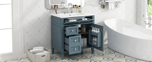 English Elm 30'' Modern Bathroom Vanity With Ceramic Sink, 3 Drawers & Cabinet Storage For Organized Elegance N710P206904M