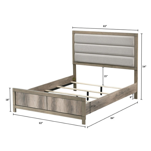 English Elm White Eastern King Panel Bed Wave Texture Headboard Solid Wood Contemporary Frame B2741S00918