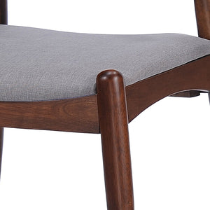 English Elm [video] 5-piece Mid-century Rubberwood Dining Set with Upholstered Chairs for Family Meals Light Gray,Walnut N759S002011D