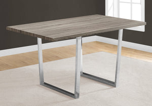 English Elm Dining Table, 60" Rectangular Taupe Laminate With Chrome Legs – Modern Versatile Centerpiece For Any Space B2710P286991