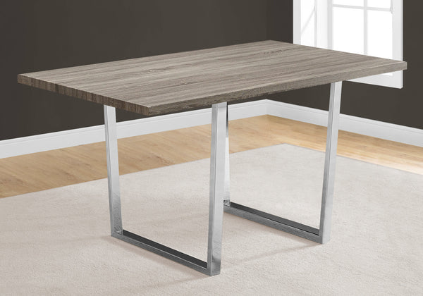English Elm Dining Table, 60" Rectangular Taupe Laminate With Chrome Legs – Modern Versatile Centerpiece For Any Space B2710P286991