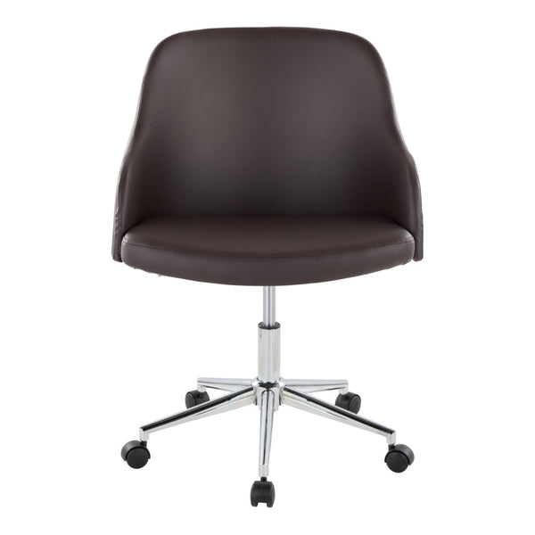 English Elm Task Chair with Chrome Five Star Base Grey Fabric Seat for Modern Home Office Use Brown,Chrome,Walnut B202P474173