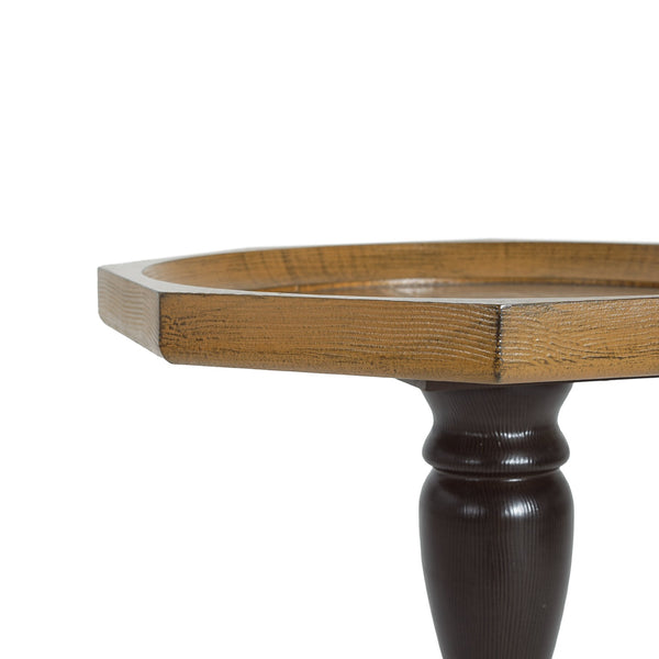 English Elm Christopher Knight Home® - End Table French Country Black & Natural Octagonal Lipped Top with Ornate Spider Leg Base, 25" H N771P328546B