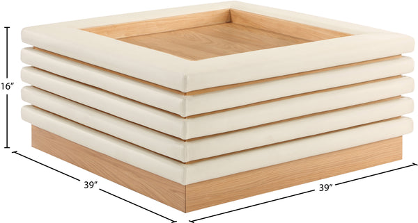 Rory Cream Vegan Leather Coffee Table 210Cream-CT Meridian Furniture
