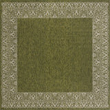 Unique Loom Outdoor Border Floral Border Machine Made Floral Rug Green, Ivory/Gray 13' 0" x 13' 0"