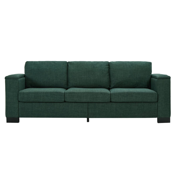 English Elm 93.7" Modern Living Room Sofa with Cup Holder & Hidden Storage, Upholstered Polyester, Durable Frame Green W1097S00195