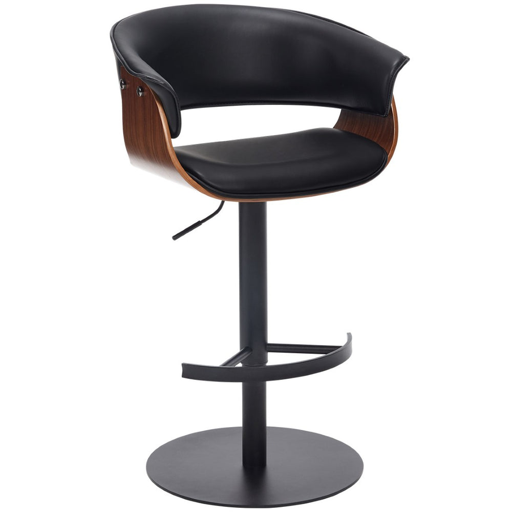 English Elm Faux Leather Swivel Barstool Hardwood Frame Contoured Back for Kitchen or Home Bar Black W2195P414779