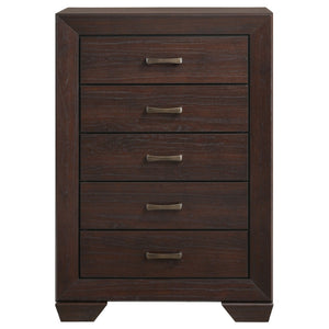 English Elm Warwick Queen Bedroom Set with Leatherette Headboard in Modern Cocoa Finish B062S00753