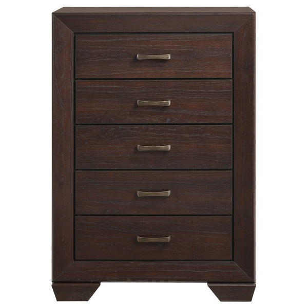 English Elm Warwick Queen Bedroom Set with Leatherette Headboard in Modern Cocoa Finish B062S00753