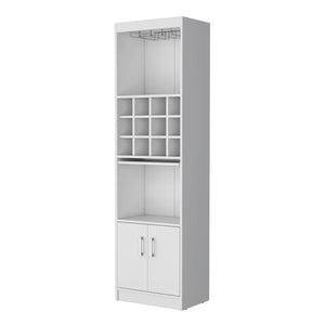 English Elm White Bar Cabinet With Ample Wine Storage And Chic Design For Space-Saving Home Entertaining Solutions B062P193654-GIGA