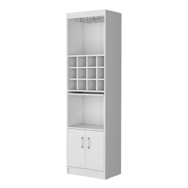 English Elm White Bar Cabinet With Ample Wine Storage And Chic Design For Space-Saving Home Entertaining Solutions B062P193654-GIGA