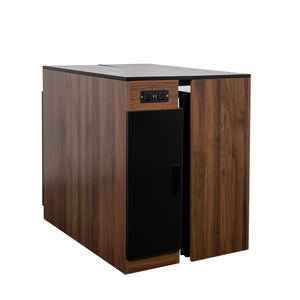 English Elm Modern Extendable Dining Table with Built-In Outlet, USB Ports & Storage, Space-Saving Console to 118" Walnut+black W331S00190