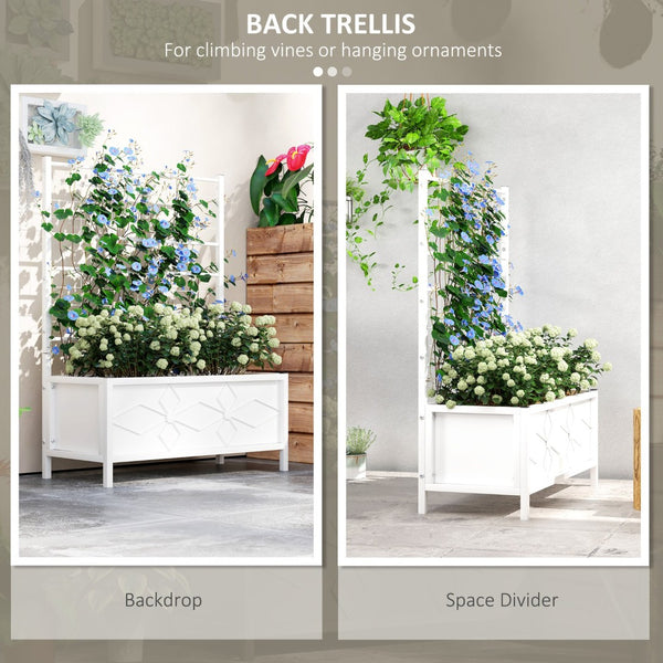 English Elm Outsunny Galvanized Steel Raised Planter with Built-in Trellis for Vertical Garden Growth W2225P485616