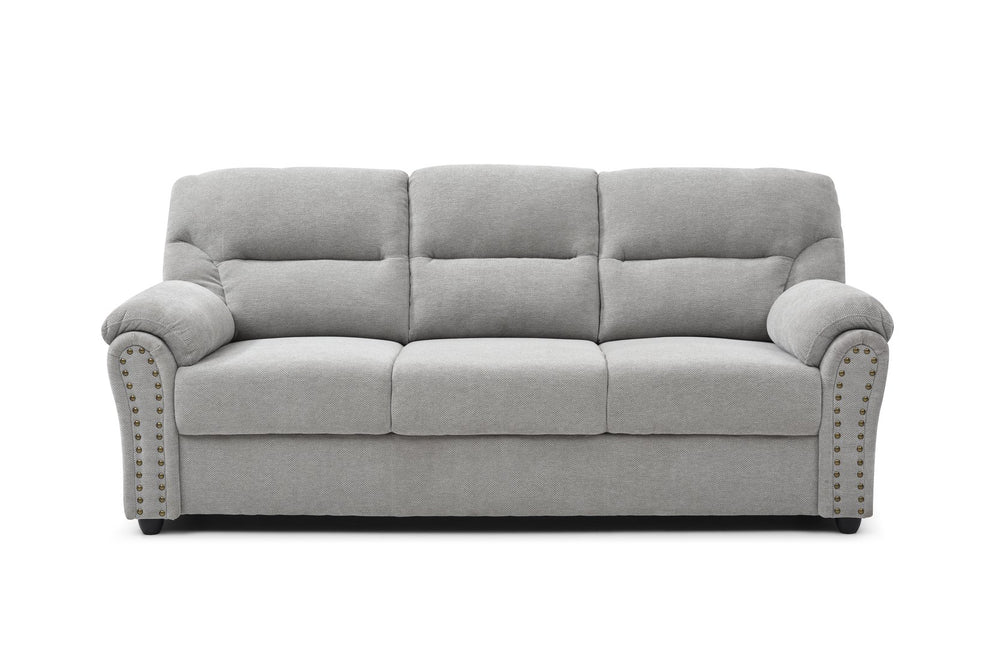 English Elm Hamilton Tufted Chenille Sofa with Nailhead Trim, Foam-Encased Coil Support and Removable Back Cushions Gray 33 L x 80 W x 23 H B078P349535