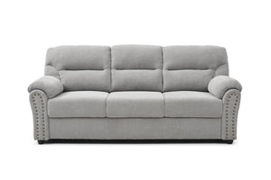 English Elm Hamilton Tufted Chenille Sofa with Nailhead Trim, Foam-Encased Coil Support and Removable Back Cushions Gray 33 L x 80 W x 23 H B078P349535