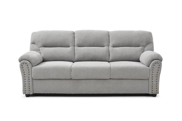 English Elm Hamilton Tufted Chenille Sofa with Nailhead Trim, Foam-Encased Coil Support and Removable Back Cushions Gray 33 L x 80 W x 23 H B078P349535