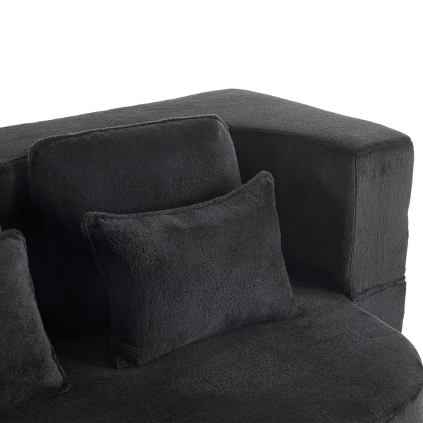 English Elm Queen Foldable Sofa Bed Plush Chenille Futon with High-Density Foam Convertible Sleeper Mattress Comfort Black W1829P280218