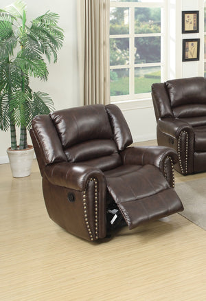 English Elm Modern Oversized Manual Recliner Chair Glider in Bonded Leather with Nailhead Trim and Plush Support Dark Brown 41 L x 31 W x 26 H B011P205583