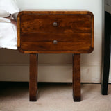 English Elm Solid Wood U-Curved Chestnut Nightstand