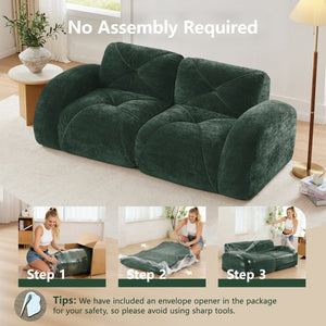 English Elm 2-seater Tufted Velvet Cloud Sofa Frameless High Density Foam Retro Luxe Living Room Green W714P387032