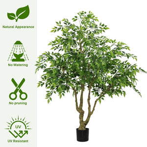 English Elm 7ft Artificial Banyan Tree Sculpted Trunk Silk Foliage Large Indoor Statement Plant W2945P458774