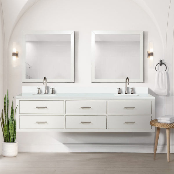 English Elm White Double Bath Vanity Set With Cultured Marble Top & Two 36" Mirrors – Stylish & Functional Upgrade B2731S01579-GIGA