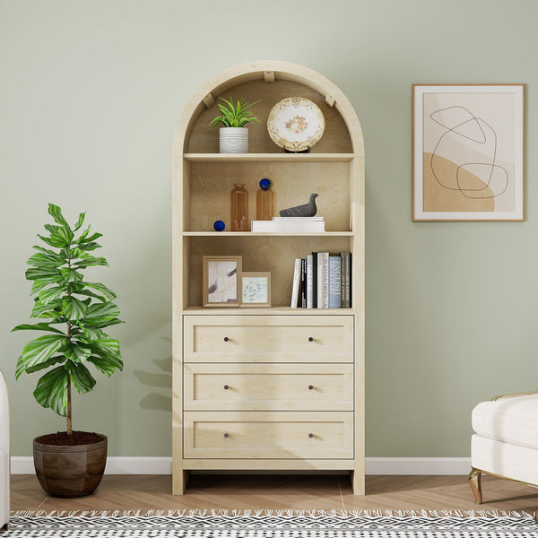 English Elm Arched Modern Farmhouse Pantry Cabinet - Versatile Wood Storage With Adjustable Shelves & Drawers W688P278921