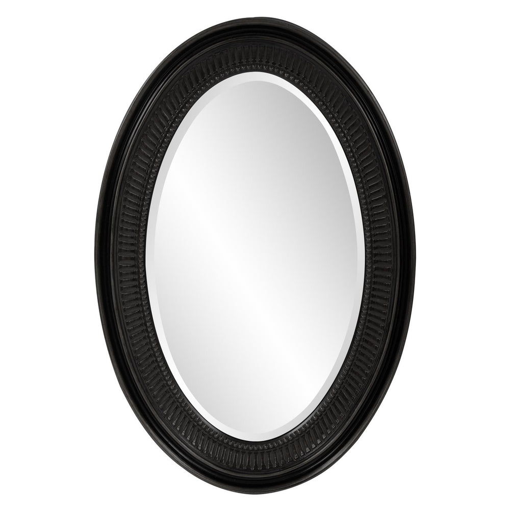Howard Elliott Ethan Mirror - Elegant Oval Design With Grooved Frame, Perfect For Any Room Décor And Style Black Polyurethane 2110bl-howard-elliott